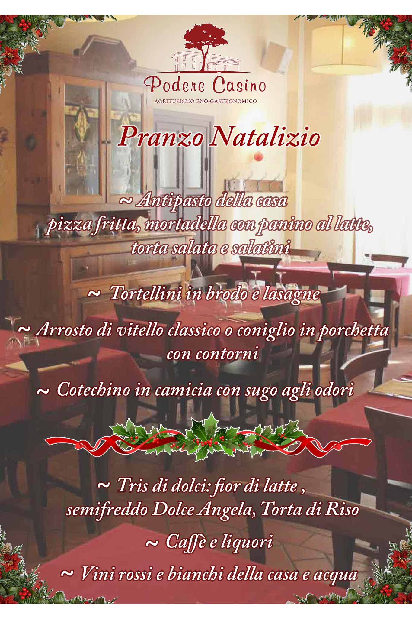 Torta Per Pranzo Di Natale.Il Nostro Menu Per Il Pranzo Di Natale 2018 Podere Casino